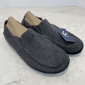 OluKai Moloa Hulu Wool Blend Knit Mens 14 In / Out Slippers Gray Loafers Shoes